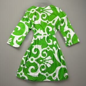 Mango Reef Tunic Dress Cover Up Green White Cotton M -946